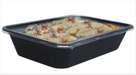 Black plastic box for food, 1 compartment, size 500 ml.