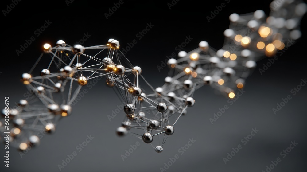 Poster complex molecule structure with multiple spheres depicting quantum indexed fib swing trade planning 