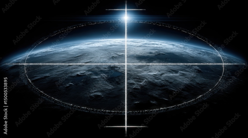 Poster earth image with cross symbol illustrating quantum informed fib dissonance scanning in a global cont