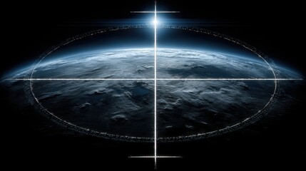 Earth image with cross symbol illustrating quantum informed fib dissonance scanning in a global context