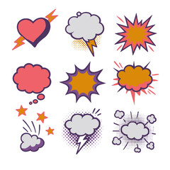 comic speech bubbles set
