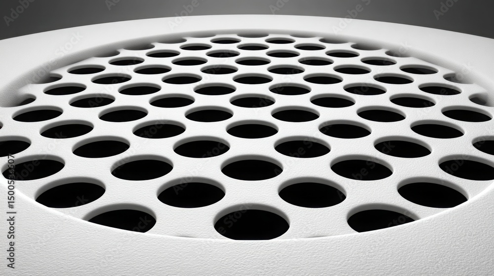Poster a white ceiling featuring multiple holes illustrating architectural design elements and structural f