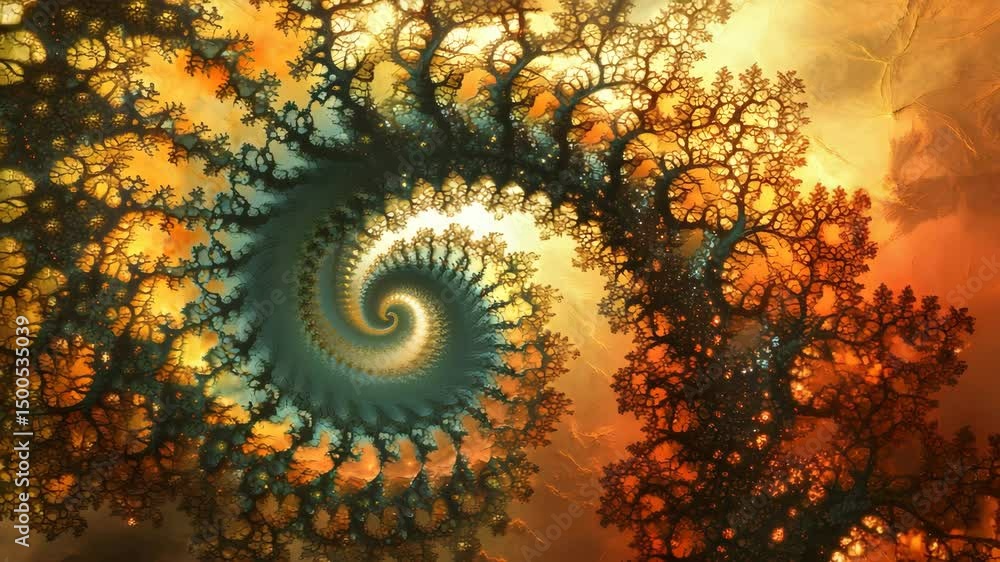 Aufkleber spiraling pattern of vibrant orange and deep blue colors creating an abstract artistic design