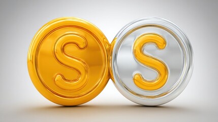 Two gleaming gold and silver coins representing real-time cross-market golden ratio convergence scanner indicator