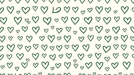 Heart Pattern Green Doodle Background
