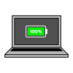 バッテリーが満タンのノートパソコン