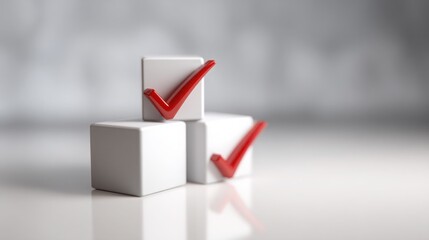 Series of red ticks representing multiple confirmations and indications of refined status in task phases for clarity