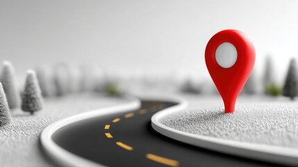 Red pin positioned on a road representing the concept of rescoping plans to adapt to changes in pathways