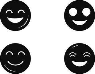 Emoji Silhouette Design for Fun Digital Projects. Creative Emoji Silhouettes in Minimal Style. Black Emoji Silhouette Design for Graphics