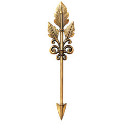 A Gilded Arrow with Gothic Crockets Medieval Spire Isolated on Transparent Background