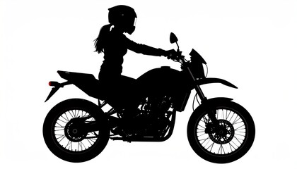 Obraz premium Woman Riding Motorcycle Silhouette.