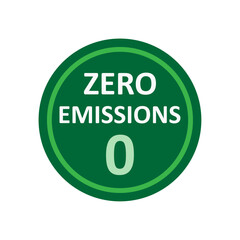 Zero emissions badge with eco-friendly design, representing clean, sustainable, and carbon-neutral energy.