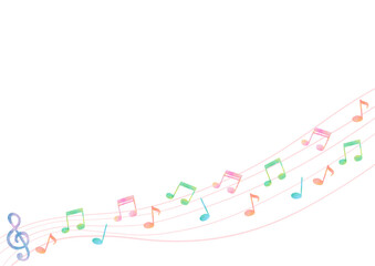 カラフル　音符　音楽　水彩　かわいい　イラスト　フレーム