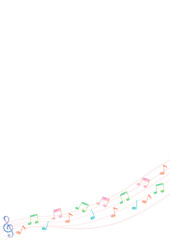 カラフル　音符　音楽　水彩　かわいい　イラスト　フレーム