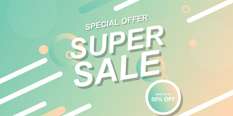 Fototapeta premium Colorful flat sale banner background.