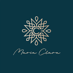 Geometric pattern logo with letter C inside it luxurious feel