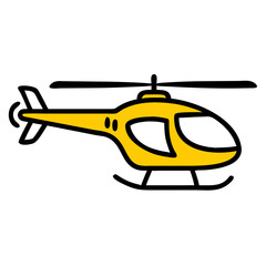 Cartoon Yellow Helicopter Vector Illustration.