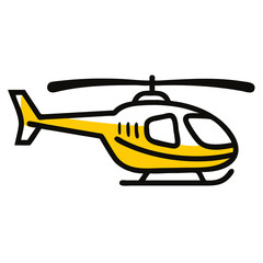 Cartoon Yellow Helicopter Vector Illustration.
