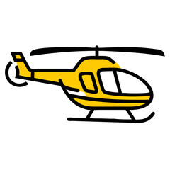 Cartoon Yellow Helicopter Vector Illustration.