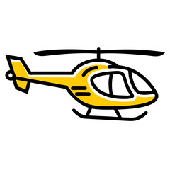 Cartoon Yellow Helicopter Vector Illustration.