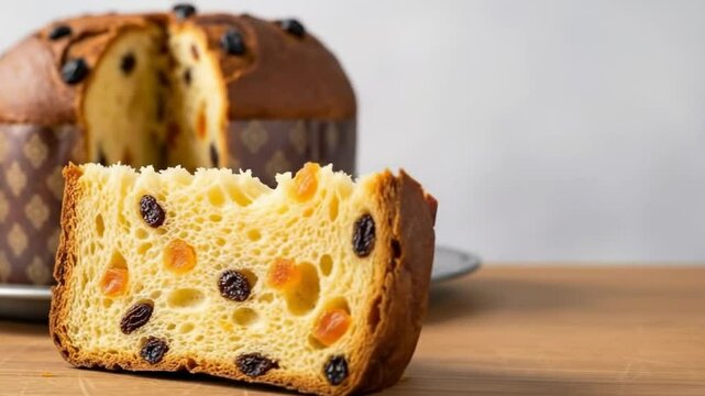 Delicious panettone bread recipe italian christmas cake sweet dessert food holiday baking tradition 100g video 4k