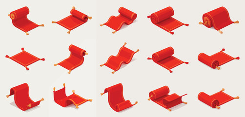 Isometric Red Carpet Illustrations Collection for Design