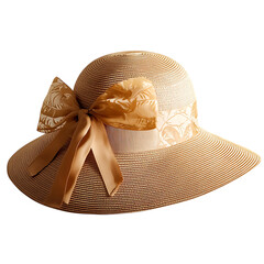 Chic Wide Brim Sun Hat with a Smooth Sculpted Form Isolated on Transparent Background