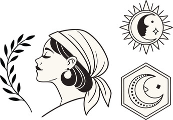 Feminine Logo Pack Silhouette Design Collection. Elegant Feminine Logo Silhouettes for Branding. Minimal Feminine Logo Pack in Silhouette Style