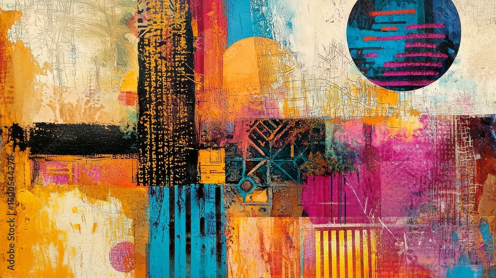 Poster a colorful background showcasing diverse shapes and patterns.