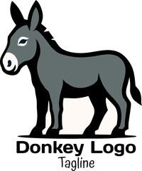 Donkey silhouette illustration logo isolated on a white background - Donkey Logo n Donkey Vector