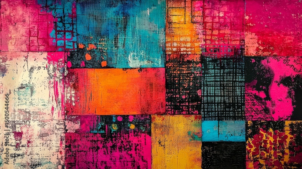 Poster a colorful background showcasing diverse shapes and patterns.