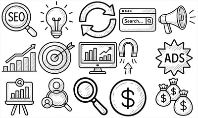 Hand Drawn SEO Marketing Icons