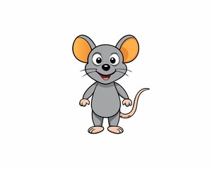Illustration of cute cartoon mouse isolated on white background