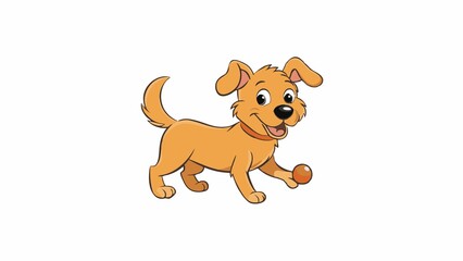 Cute playing dog illustration on white background