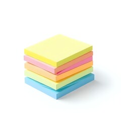Brightly Colored Adhesive Notes in a Neat Pile