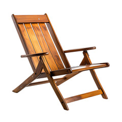 Modern Fold Away Wooden Beach Chair with a Sleek De Isolated on Transparent Background