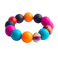 Bold Bracelet with Oversized Matte Beads in a Bunch of Colorful Balls Isolated on Transparent Background