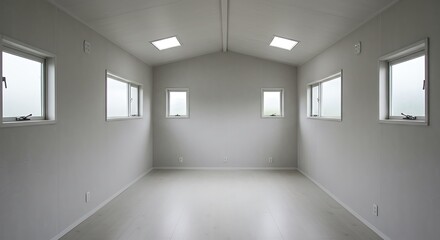 Fototapeta premium Empty room small house with windows small and louver to block the light during the day
