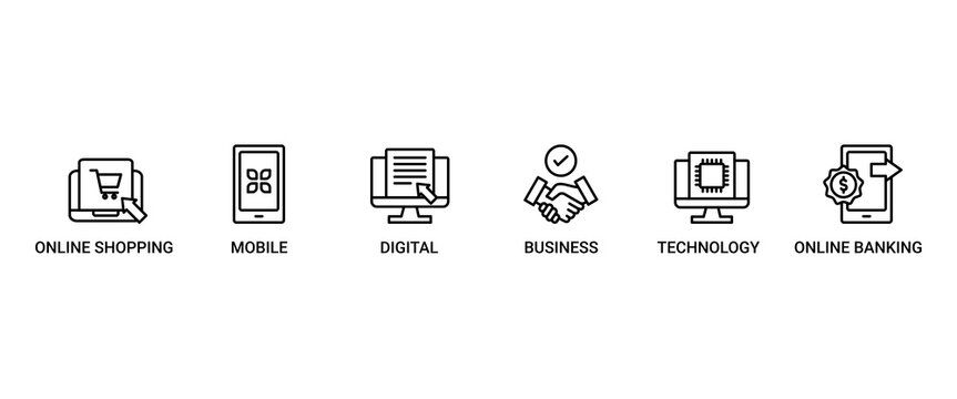 E-Payment banner web icon set vector symbol illustration concept of internet banking with icon of online shopping, technology, digital, mobile, business and online banking