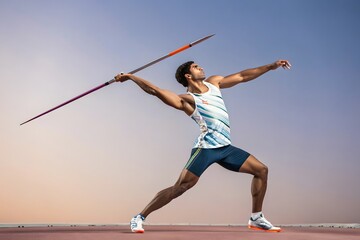 A south Asian boy throwing javelin