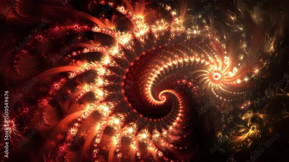 Poster captivating spiral design in vibrant red and orange colors creating a dynamic visual experience