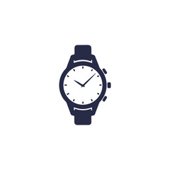 Navy Blue Wristwatch Icon on White Background