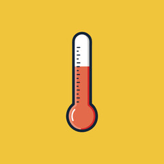 Vector Thermometer Icon on Yellow Background