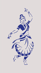 Traditional Indian Dancer in Monochrome Blue Pose