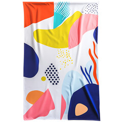 Playful Beach Towel with Giant Quirky Abstract Motif Isolated on Transparent Background