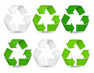 Green and White Recycle Symbols Arrows, Ecology, Sustainability