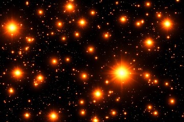 Vibrant golden stars twinkle across the profound cosmic expanse, creating a shimmering, fluid array of subtle light trails against the dark, mysterious universe, evoking infinite wonder