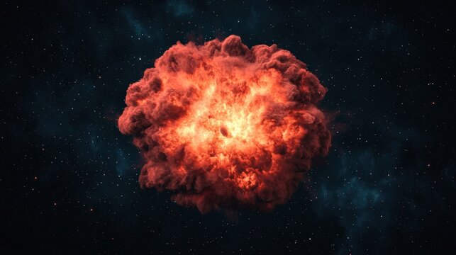Dramatic explosion of a red supergiant star, showcasing intricate details of cosmic gas and dust against a deep space backdrop