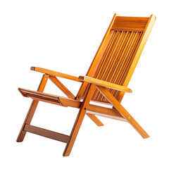 Elegant Modern Wooden Beach Chair with a Compact Design Isolated on Transparent Background