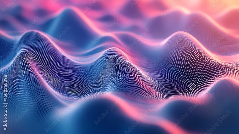 Aufkleber abstract pink blue digital wave background texture design modern elegant flowing grid pattern soft